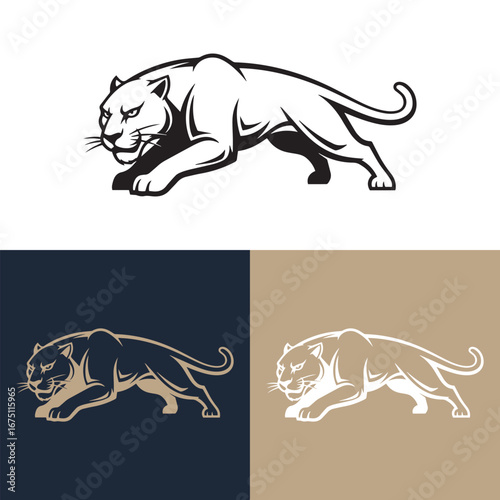 Leaping Panther with Aggressive Stance, Vector Illustration