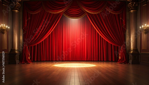 Red velvet stage curtains