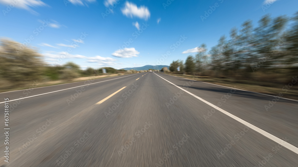 Fototapeta premium pov motion blured empty highway