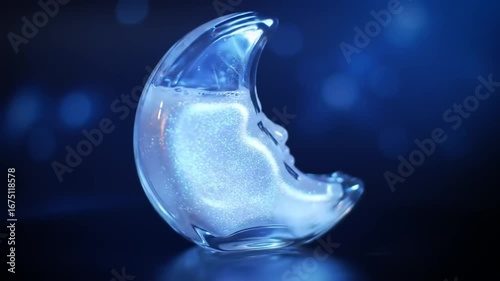 Translucent iridescent glass moon figurine