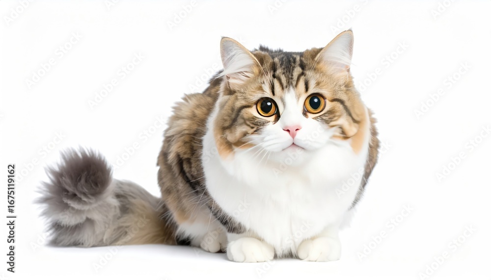 Very Cute Cat Sitting on White Background Very Cute Cat Sitting on White Background