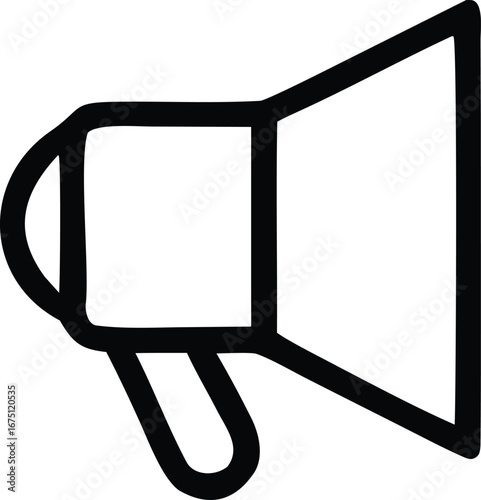 Simple outline megaphone icon represents amplification communication and public announcement symbol