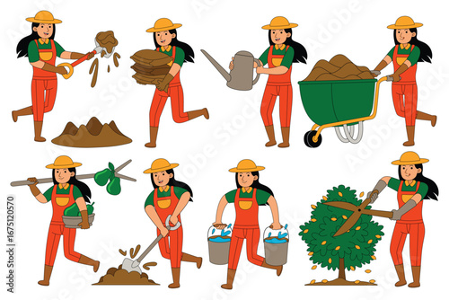 Farmer profession character working ain agriculture