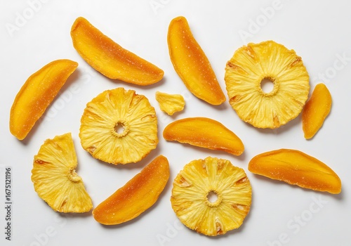 Dried pineapple and mango slices