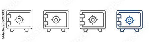 
outline icon set of deposit box with valuables storage box design