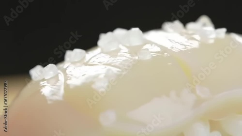 White fish sushi closeup with seasoning