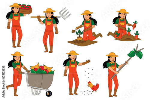 Farmer profession character working ain agriculture