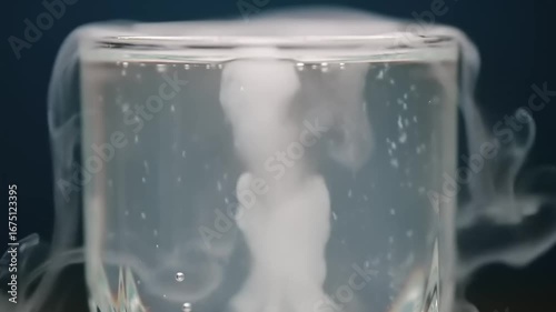 White unicorn dissolving in liquid close up