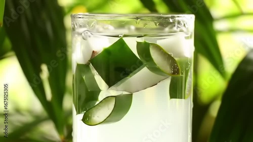 Aloe vera and coconut water drink preparation