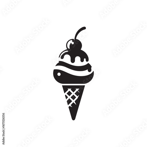  Ice Cream silhouette black and white vector icon