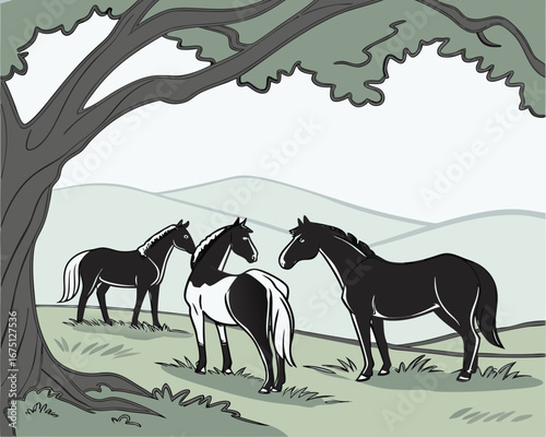 horses on the field