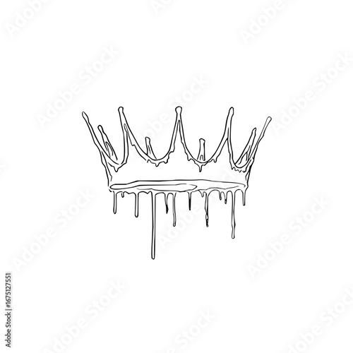 Dripping crown king queen royalty tiara royal majestic luxury elegant power authority monarch symbol design lineart