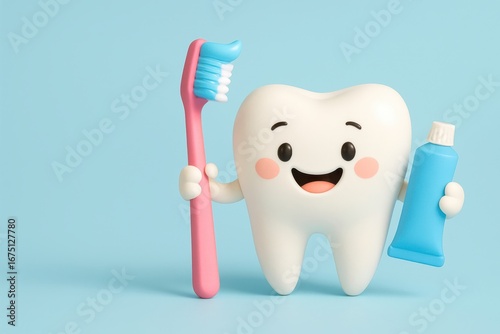tooth with toothbrush