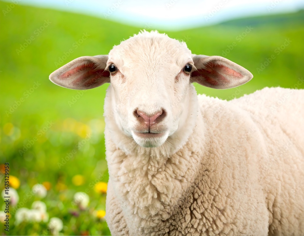 Fototapeta premium Sheep portrait in a field