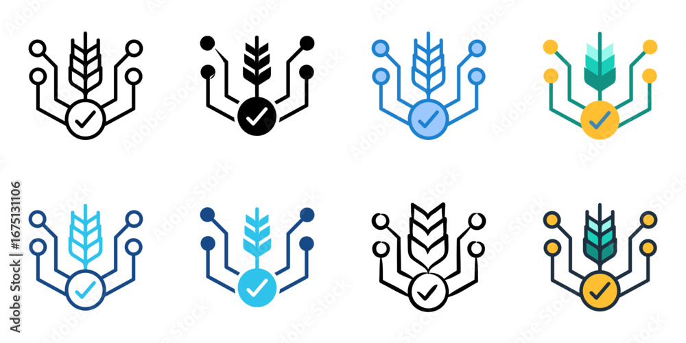 Obraz premium Smart Farming icon set multiple style collection 