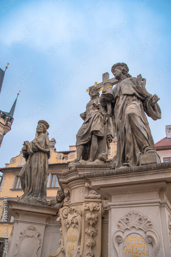 statues on the Charles Bridge, evening Prague. Czech Republic statues on the Charles Bridge, evening Prague. Czech Republic