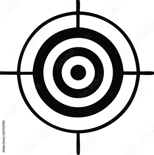 Concentric circle target with crosshairs emblem for precision aiming and accuracy focusing symbolizing sport shooting competition and skill development