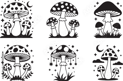 Mushroom Fungi Collection Nature's Woodland Wonders Botanical Illustrations Forest Floor