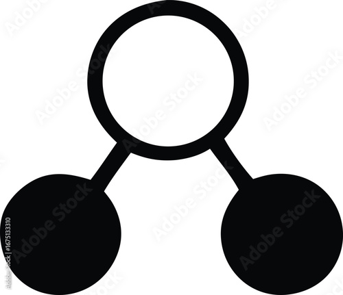Abstract symbol representing connection or relationship with a central node and two outer elements