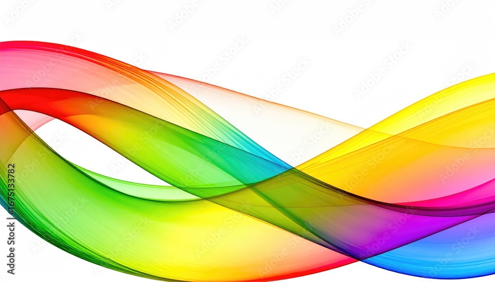 Obraz premium Rainbow Waves: A vibrant display of intersecting and intertwining rainbow waves, creating a visually stunning and dynamic abstract design.