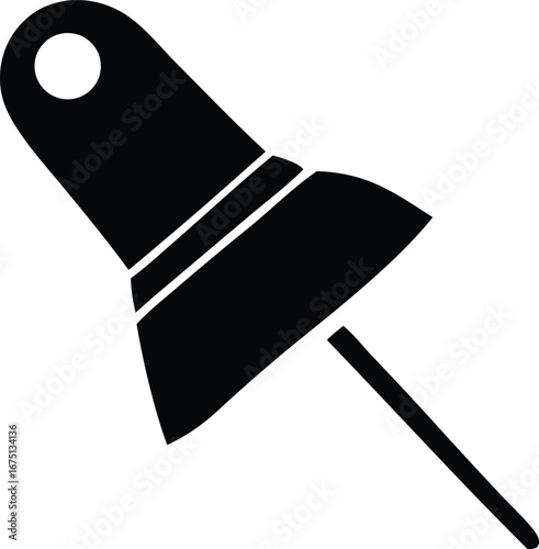 Black pushpin icon symbol for navigation and location marking simple office supply graphic representation