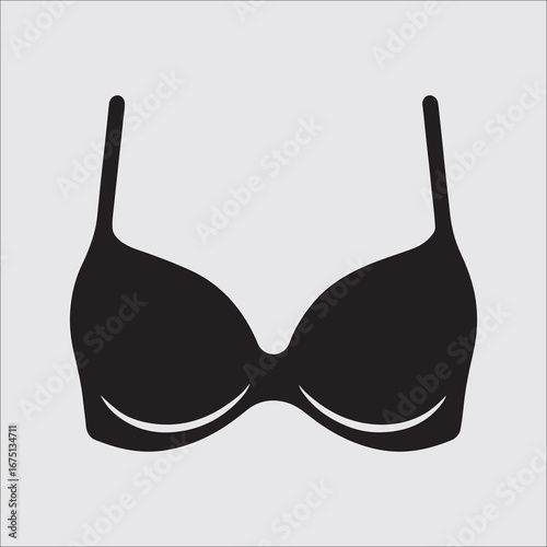 Black bra vector illustration elegant lingerie design fashion concept minimalist style underwear silhouette feminine garment womens clothing intimate apparel icon
