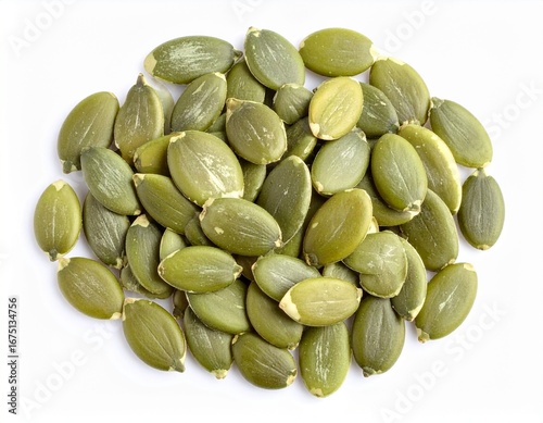 pumpkin seeds on white background.
