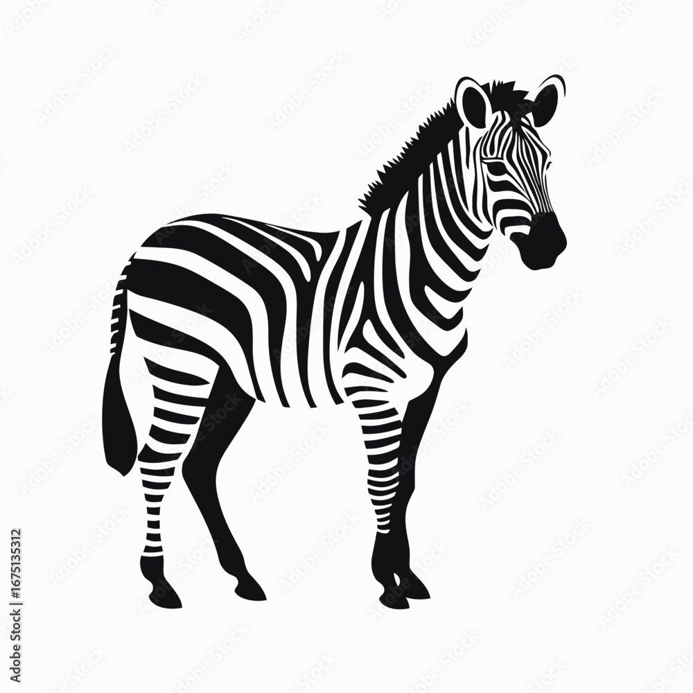 Obraz premium Striking graphic zebra art on a white background forming an elegant silhouette
