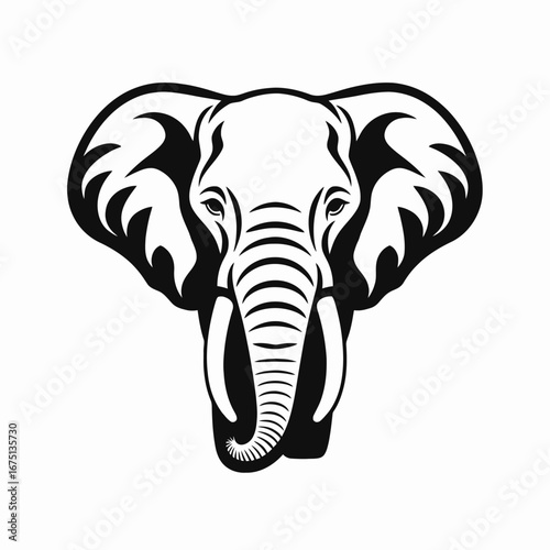 Wallpaper Mural Majestic elephant with impressive tusks is captured in striking monochrome silhouette Torontodigital.ca