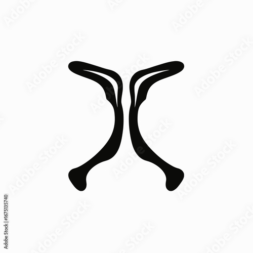 Abstract antler or bone shape in a minimalist black silhouette