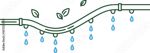Illustration of a leaky gutter system with water dripping and leaves falling