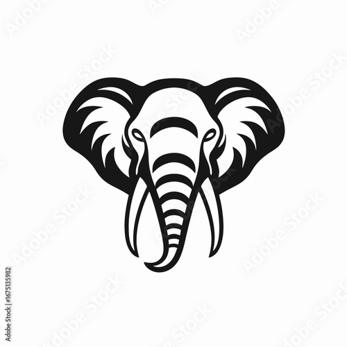 Majestic elephant graphic portrait displaying strength and power in a silhouette
