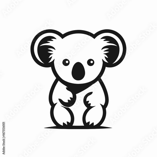 Adorable and minimalist koala bear, cute animal vector illustration silhouette