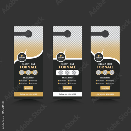 Modern Real Estate Door Hanger Layout, Construction, home renovation, handyman home repair door hanger design, 