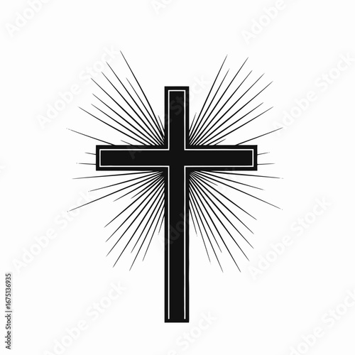 Striking cross symbol radiating light, powerful spiritual statement, faith based silhouette