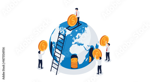Global investment team building financial success, growing wealth, and increasing profits worldwide