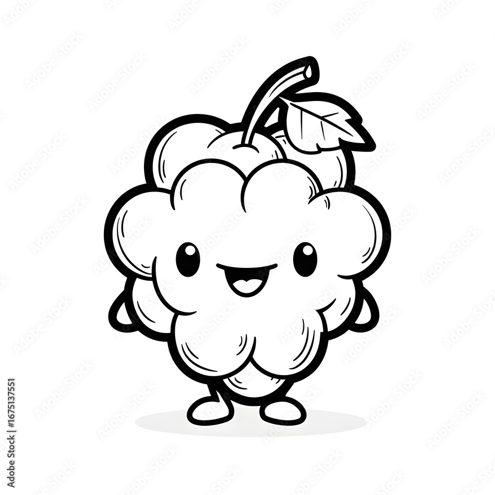 Fototapeta premium Cute grape fruit coloring page