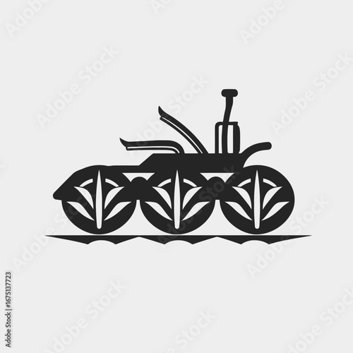 Unique antique three wheeled cycle art, a vintage automobile vehicle silhouette