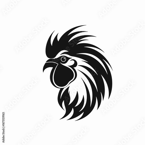 Bold rooster head showcases strength and classic black animal silhouette