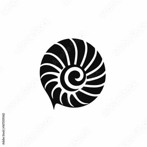 Elegant nautilus shell showing perfect mathematical proportions in a minimal silhouette