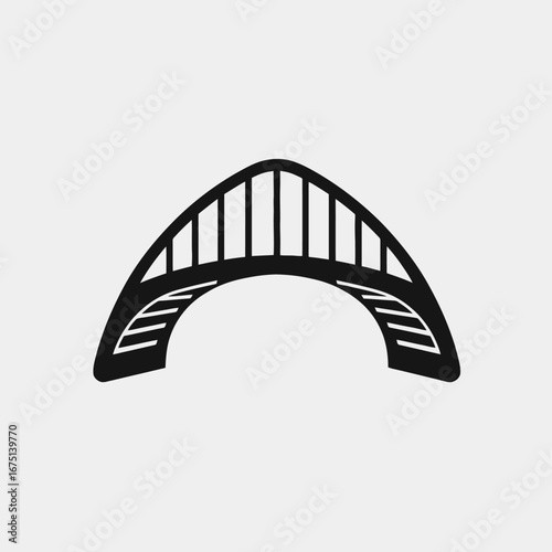 Striking minimalist bridge with modern black and white architectural design silhouette