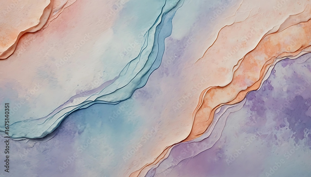 Naklejka premium Soft Abstract Watercolor Texture with Serene Pastel Waves, Dreamy Fluid Art Background for Tranquil Design3