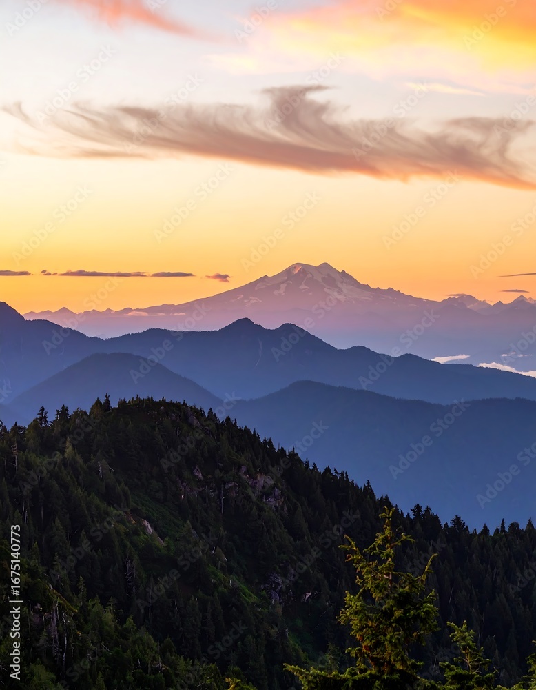 Fototapeta premium Mountain Sunrise View from Ridgetop