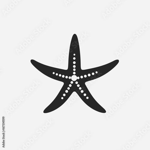 Simplistic ocean star with dotted pattern in graphic black starfish silhouette