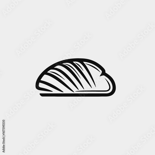 Delicious baked bread with a glossy dark surface style, food silhouette