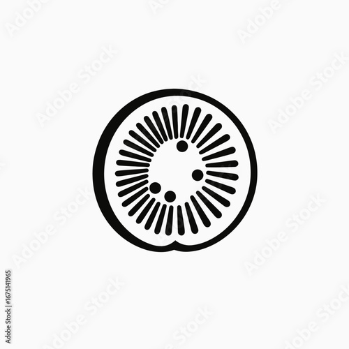 Simple kiwi fruit vector art design, botanical organic monochrome silhouette