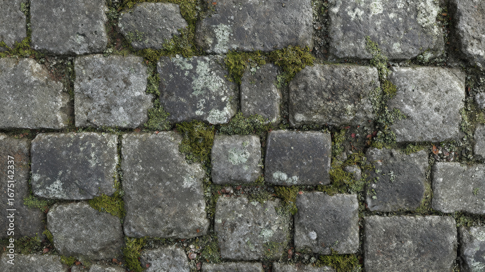 Fototapeta premium Fine-grained seamless gray cobblestone texture with subtle color shifts, ideal for detailed urban and construction visualizations