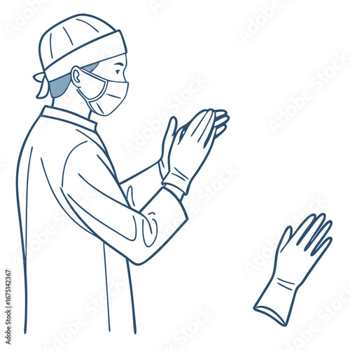 Medical Professional in Protective Gear Clapping Hands Wearing Mask and Gloves.