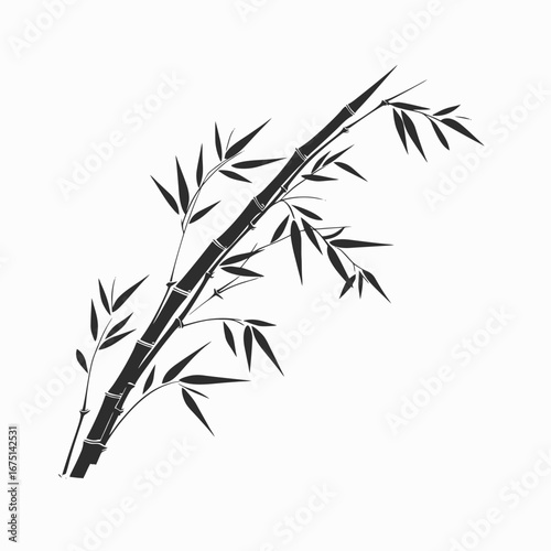 black bamboo plant on white background clip art preview