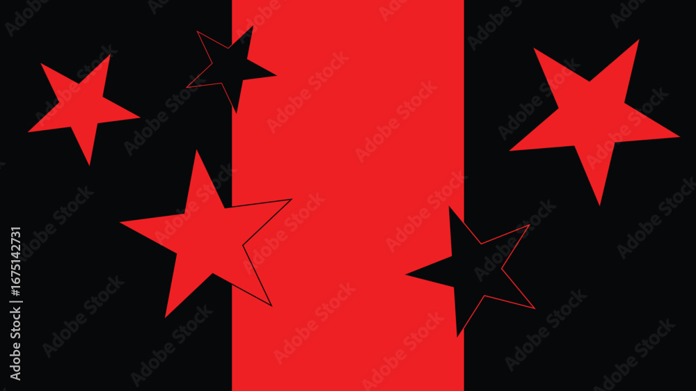 Obraz premium Black and Red simple background with Stars ( move the stars anywhere )